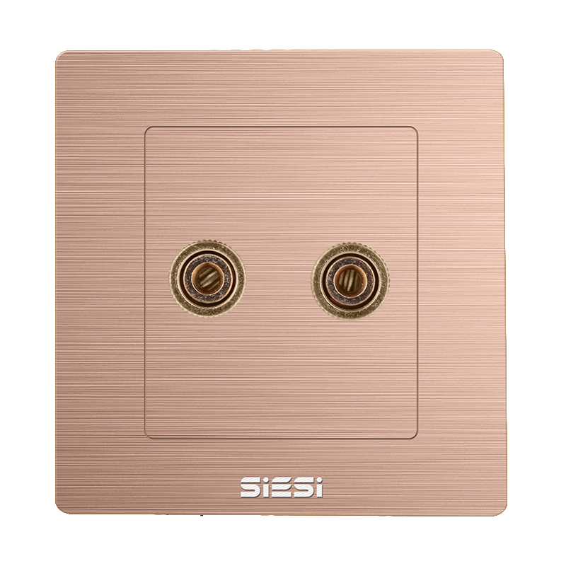一位两孔音响插座-V6玫瑰金-PA视讯照明官网