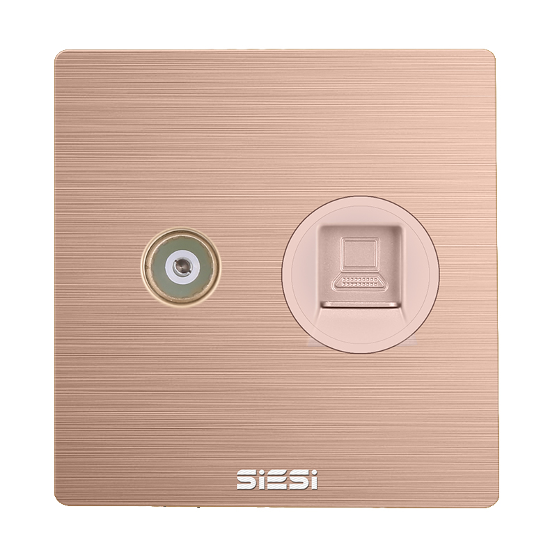 一位电视电脑插座-V6玫瑰金-PA视讯照明官网