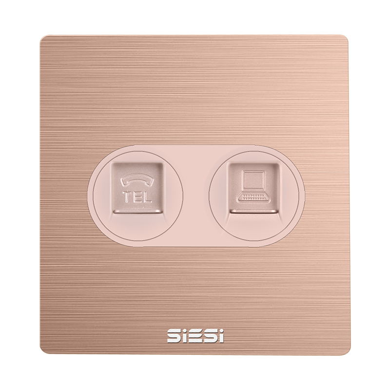 一位电话电脑插座-V6玫瑰金-PA视讯照明官网