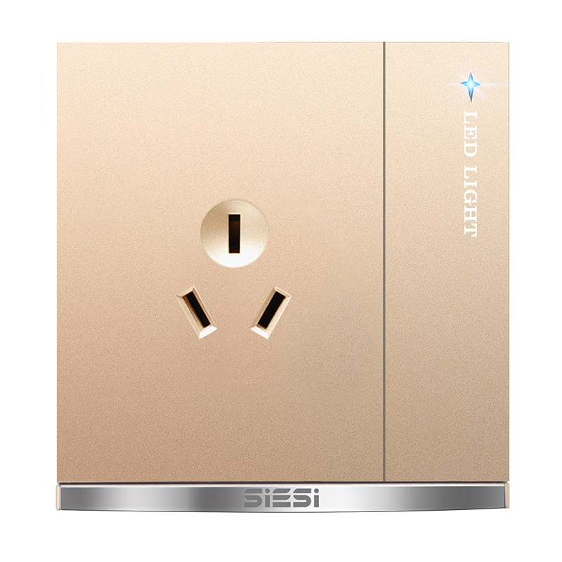 16A三极插座带（单/双）控开关-V9玫瑰金-PA视讯照明官网