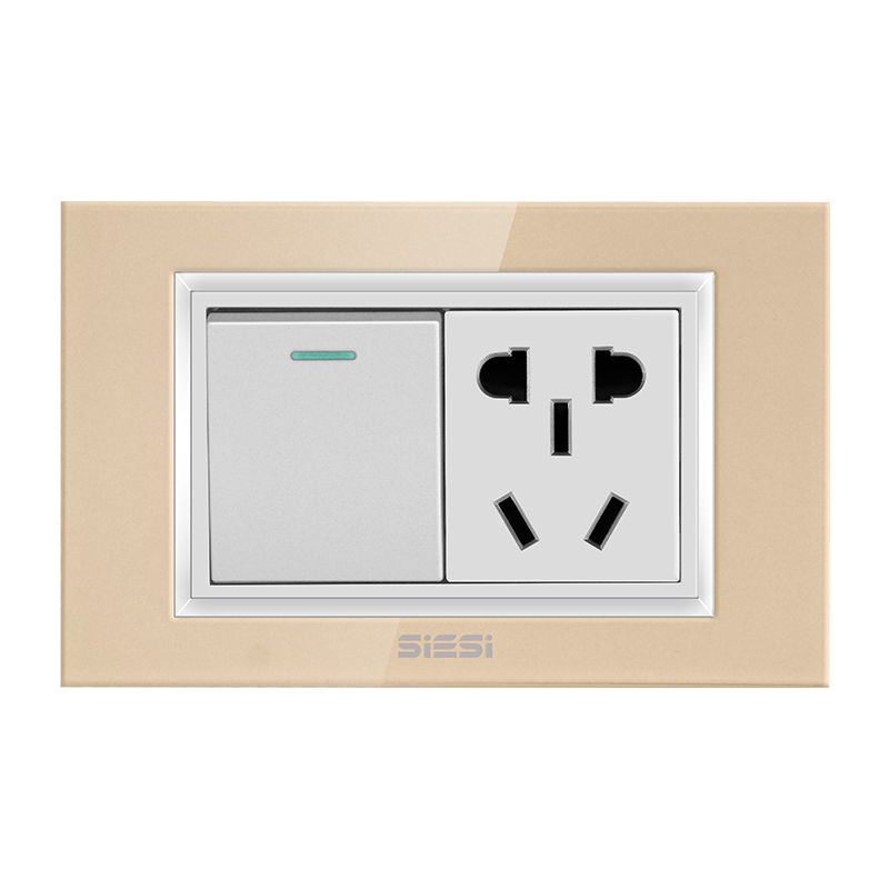 一开五孔（香槟金）-Q2系列-PA视讯照明官网