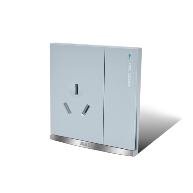 16A三极插座带（单/双）控开关-V9太空灰-PA视讯照明官网