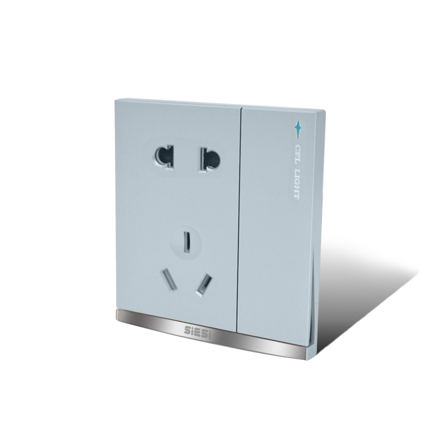 10A二三极插座带（单/双）控开关-V9太空灰-PA视讯照明官网